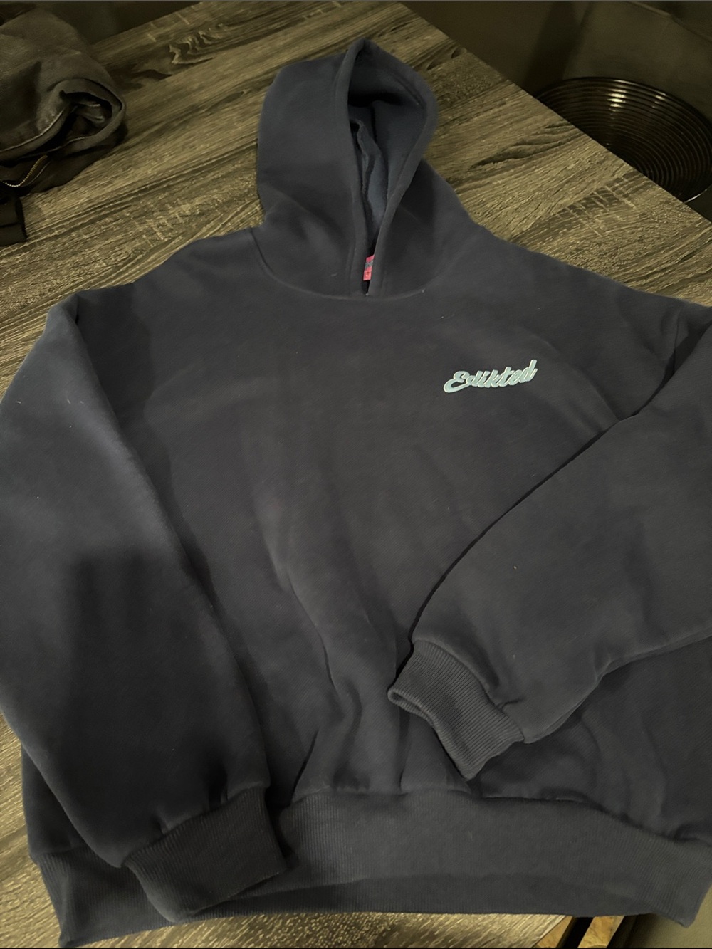 Edikted Logo Navy Pullover Hoodie - Women's Sweatshirt